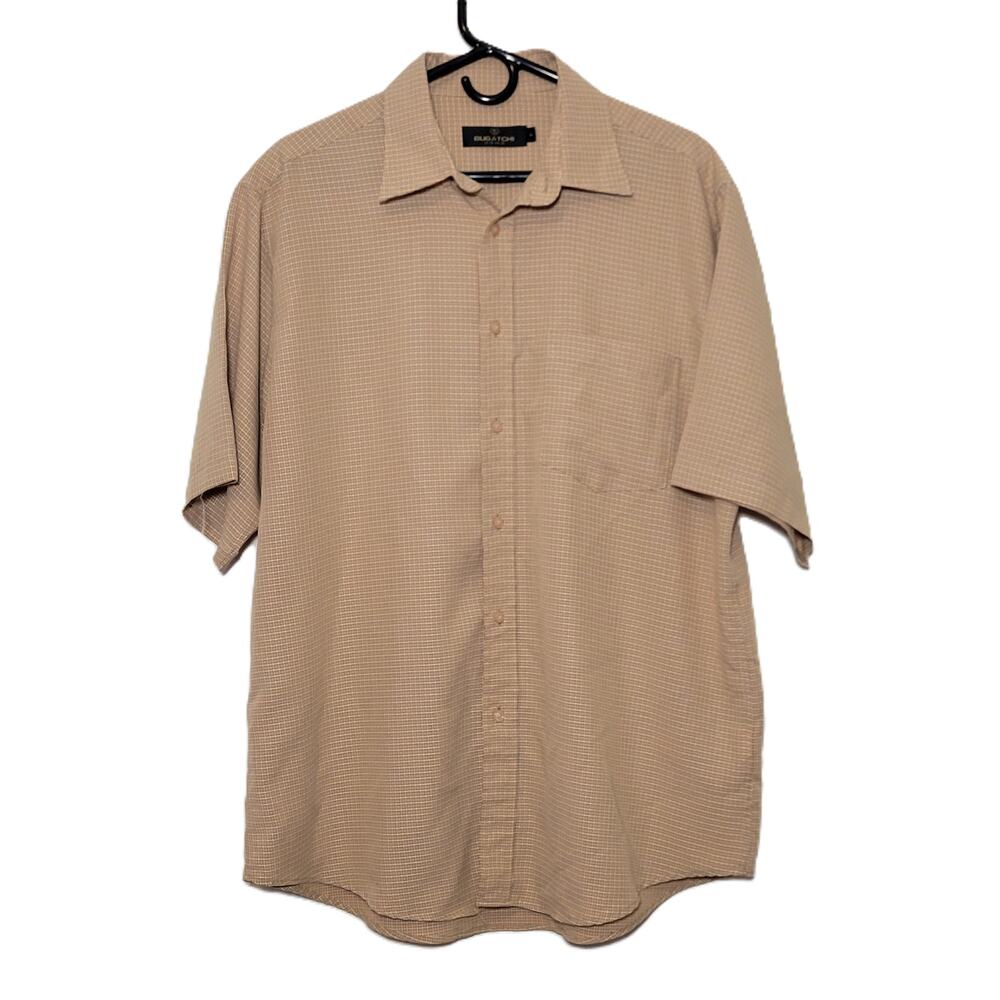 Bugatchi Men's Button-Down Short Sleeve Shirt Size Large Travel Casual Dressy‎